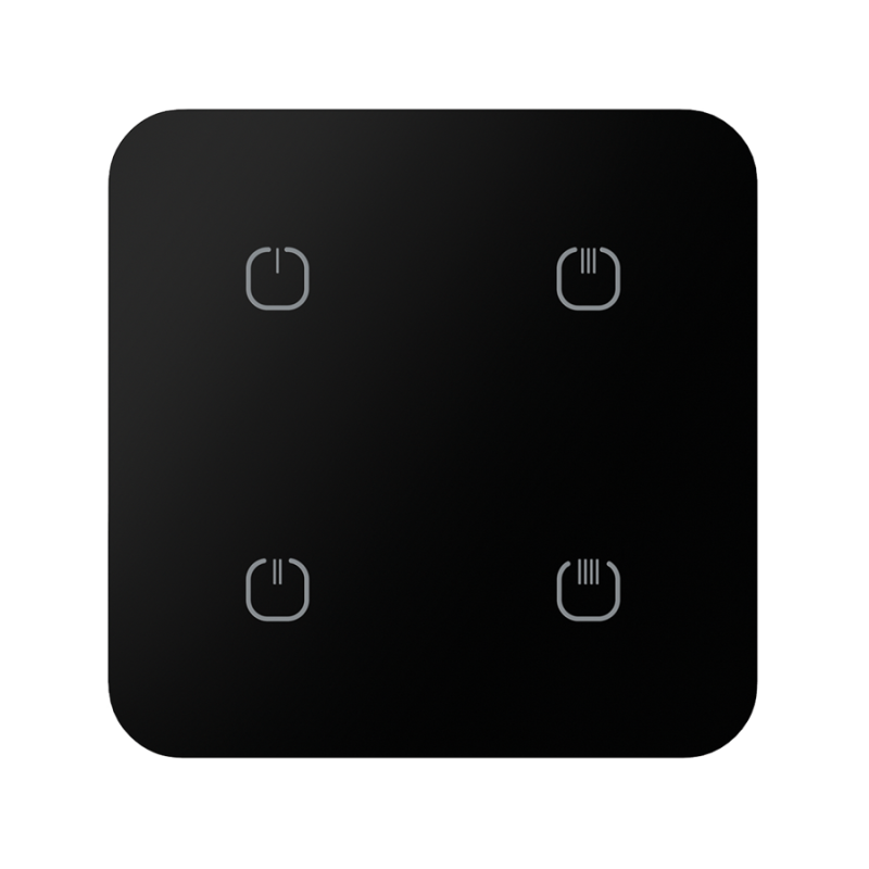RFGB-240/B Glass Touch Controller - 4 Buttons, BLACK ROUND | Inels Wireless